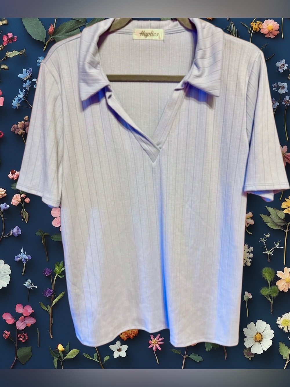 NEW Haptics Light Blue Short Sleeve Top with Ribbing